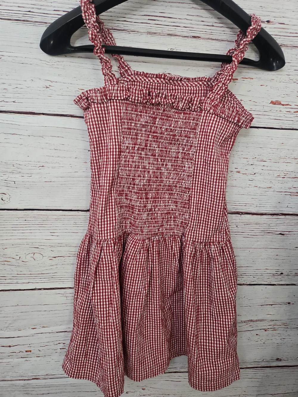 NWT Gap Kids Girls Red Gingham Ruffle Dress Size XL 12